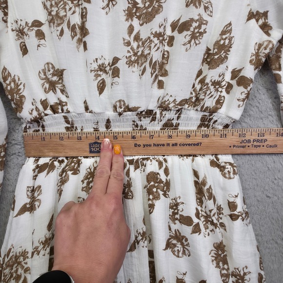 J Gee Dress Womes S White Floral Smocked Cottagecore‎ Boho Midi Ethereal Goddess - Picture 9 of 16